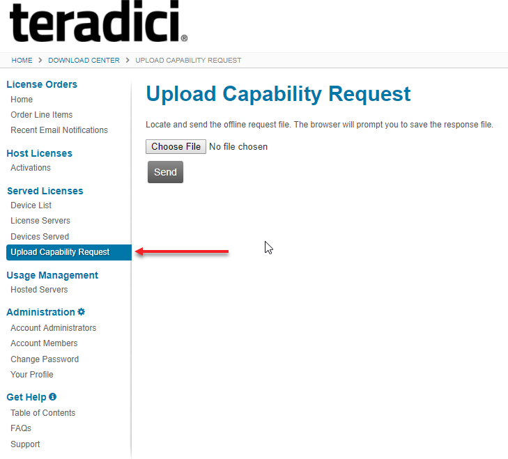 Flexnet Upload Capability Request