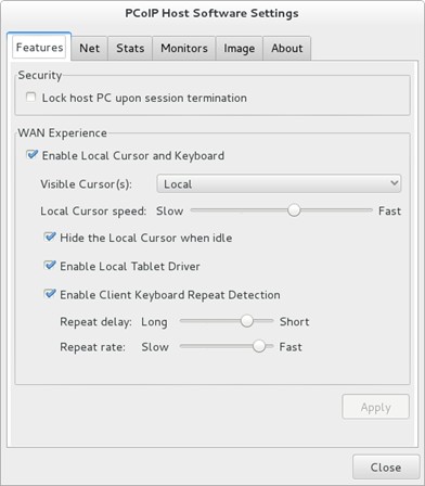 PCoIP Host Software Settings - Features