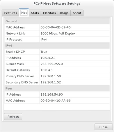 PCoIP Host Software Settings - Net