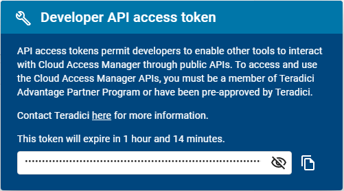 Developer API Access Token
