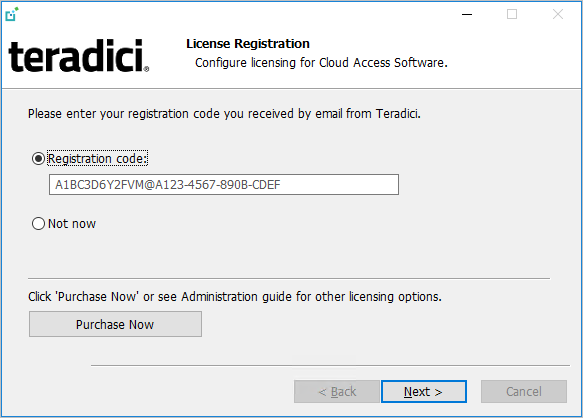 License Registration Screen