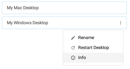Desktop info menu option