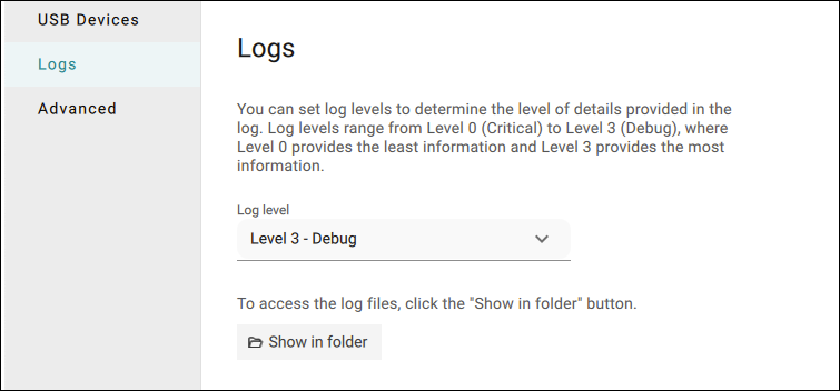 Set client log level
