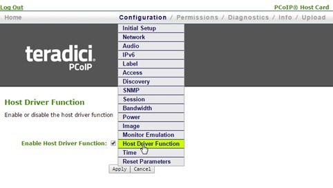 Host Driver Function Setting