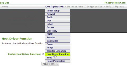 Host Driver Function Setting