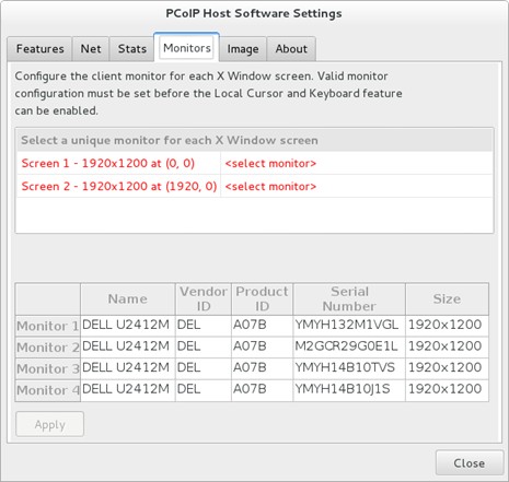 Host Software Monitors Tab - Monitors Not Cofigured