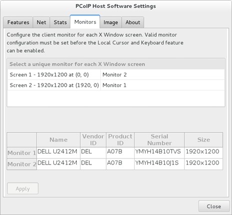 Host Software Monitors Tab - Monitors Cofigured