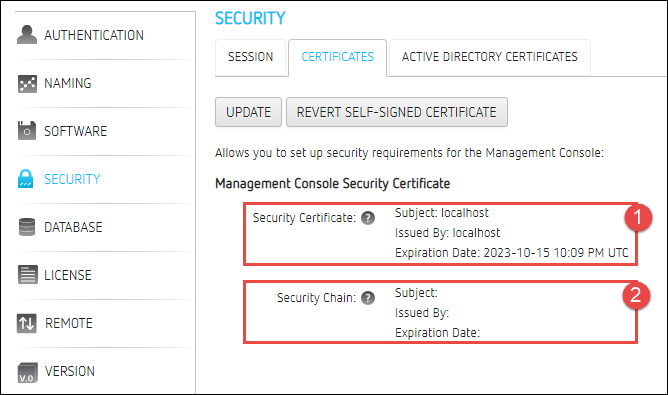 Security Certificate Page