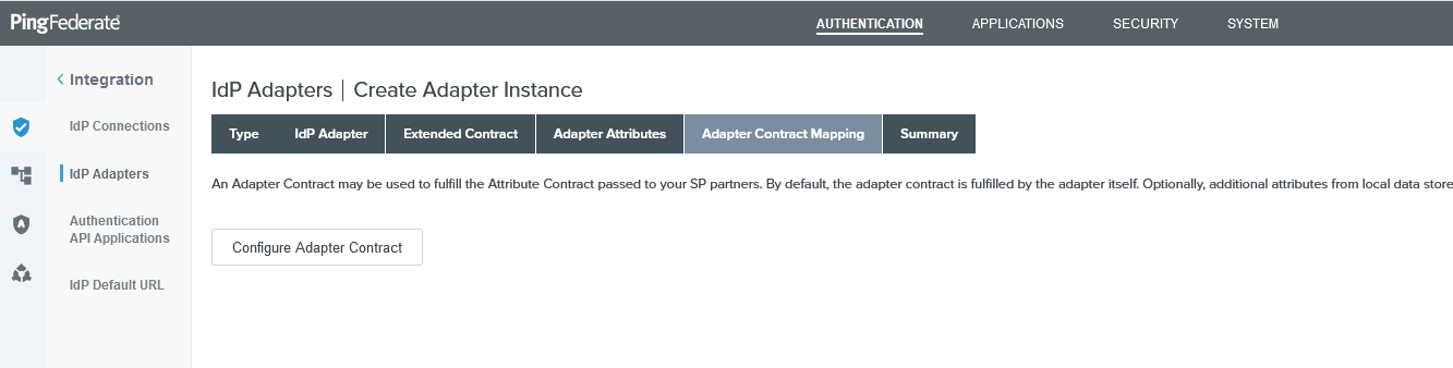 Adapter Authentication Contract Mapping