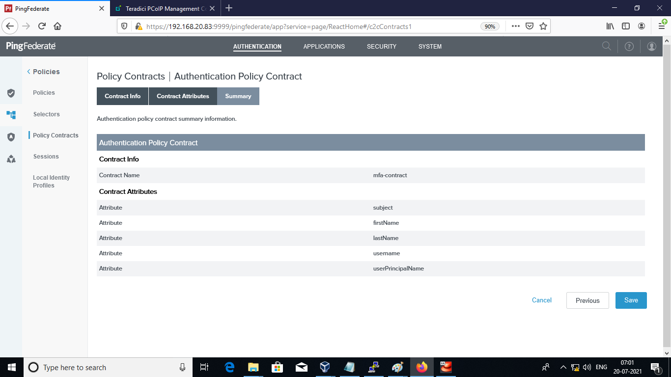 Add Firstname Lastname in Authentication Policy Contract